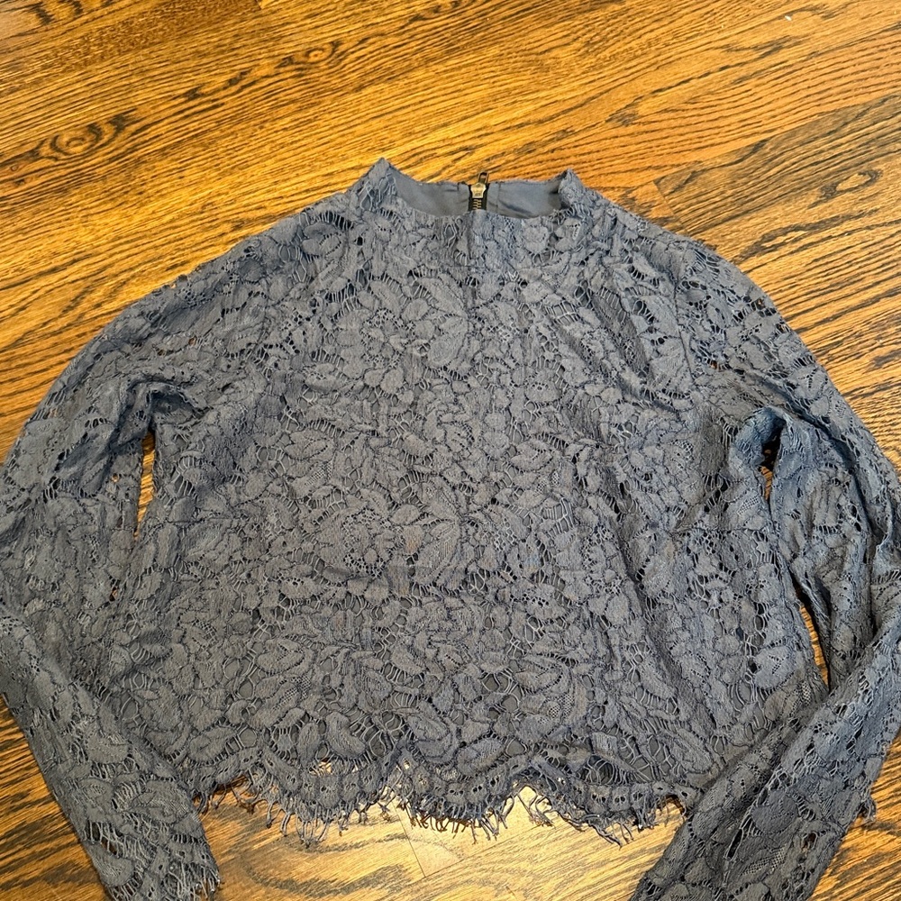 Chaser Dark Gray Lace Blouse